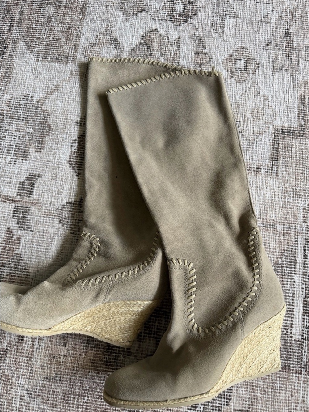 Donald Pliner Beige Suede Mid-Calf Wedge Boots - Women